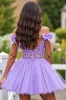 Lavender Tulle A Line Short Homecoming Dress with Bows sold by Zapaka