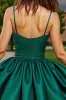 Dark Green Short Satin A Line Homecoming Dress with Beading sold by Zapaka