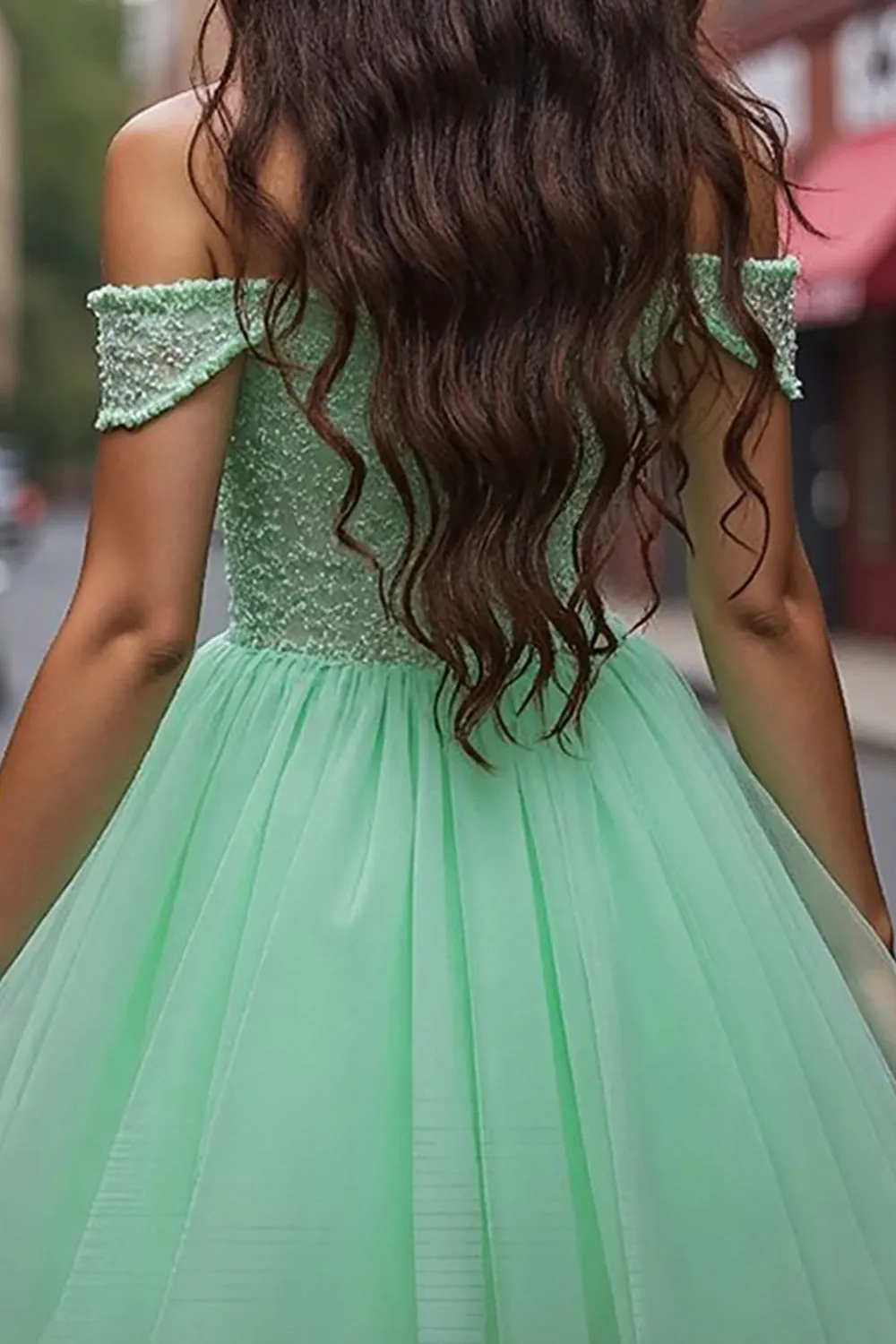 Tulle Mint Green Short Corset Homecoming Dress with Appliques sold by Zapaka product image thumbnail 4