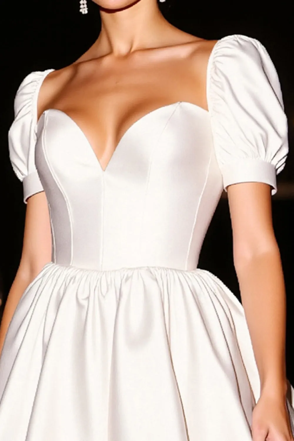 White Puff Sleeve A Line Short Homecoming Dress sold by Zapaka product image thumbnail 3
