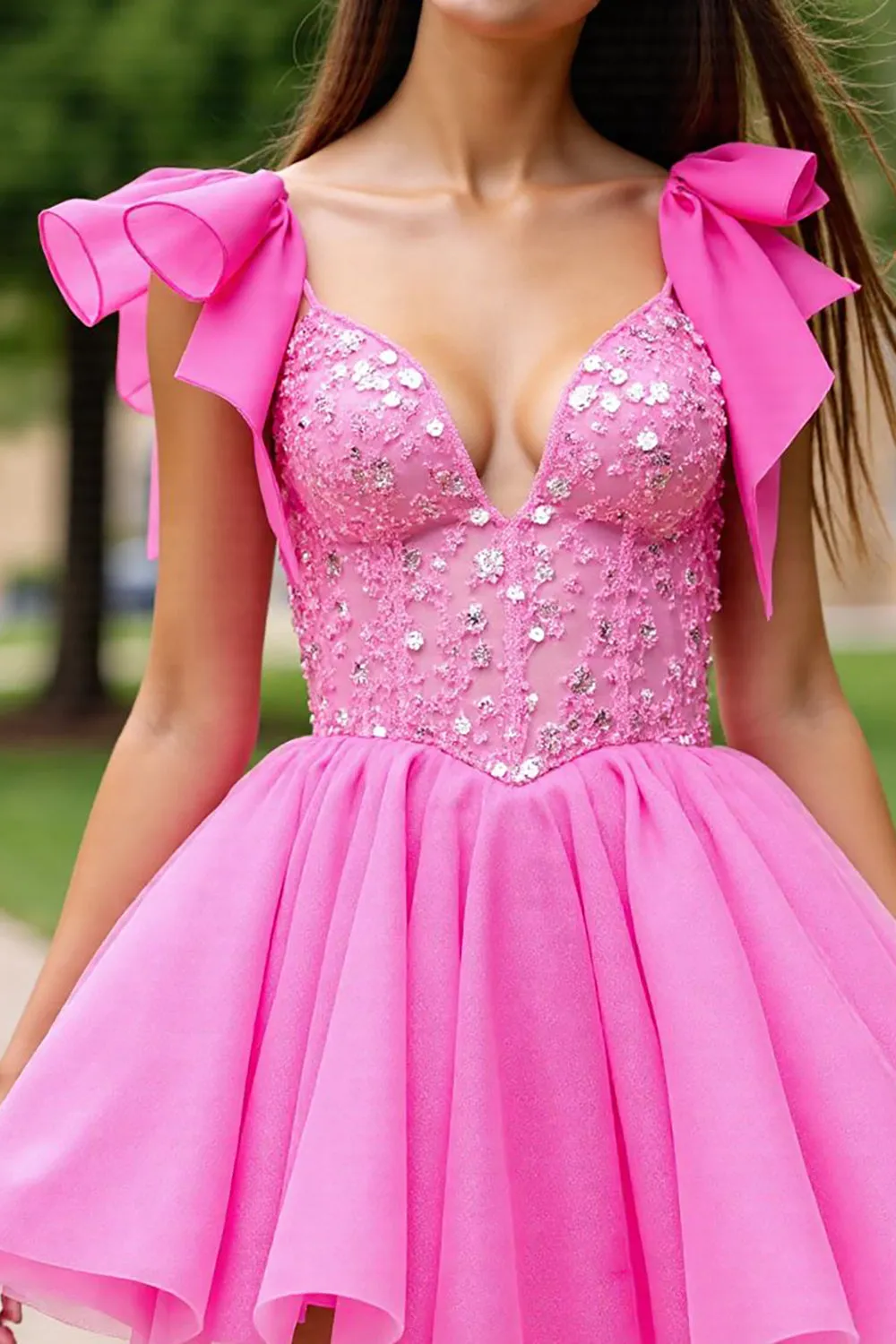 Sparkly Pink Corset Ruffled Short Homecoming Dress with Sequins sold by Zapaka product image thumbnail 3