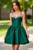 A Line Corset Dark Green Satin Short Homecoming Dress sold by Zapaka