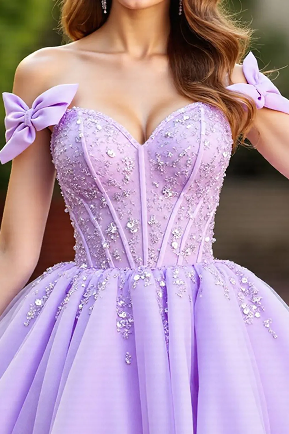 Sparkly Lavender Corset Tulle Short Homecoming Dress with Sequins sold by Zapaka product image thumbnail 3