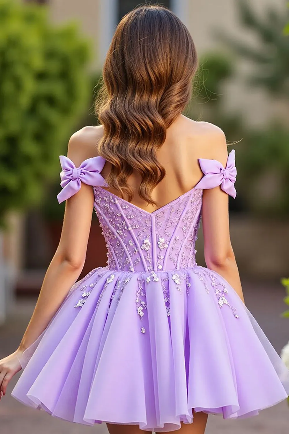 Sparkly Lavender Corset Tulle Short Homecoming Dress with Sequins sold by Zapaka product image thumbnail 2