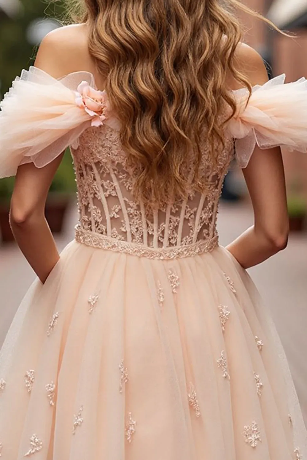 Champagne Corset Floral Short Homecoming Dress with Appliques sold by Zapaka product image thumbnail 4