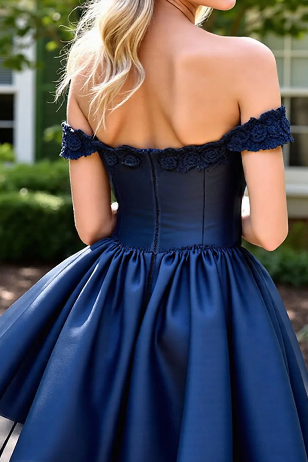 Navy Corset Short Homecoming Dress with Appliques sold by Zapaka product image thumbnail 4