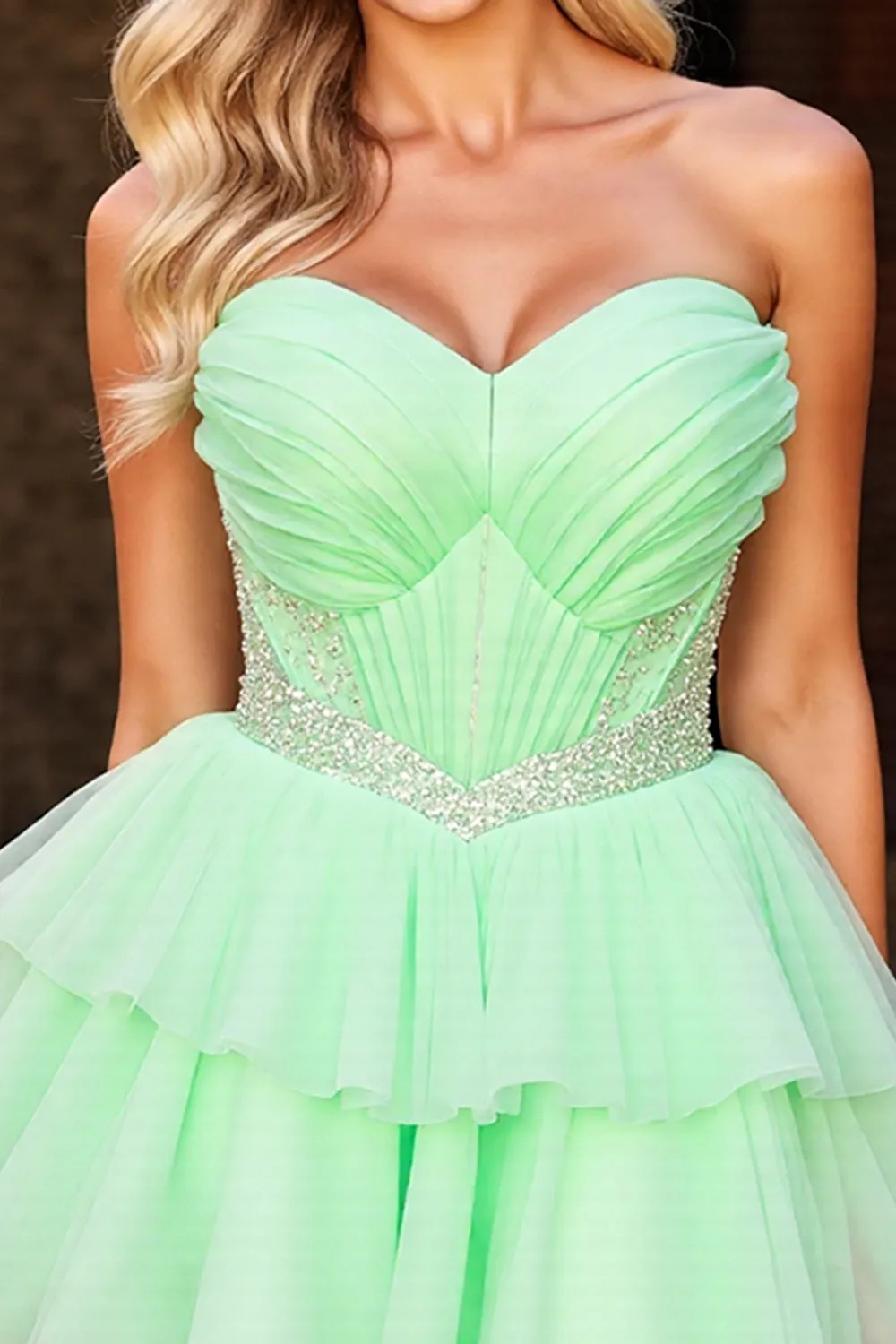 Green Strapless A Line Homecoming Dress with Beading sold by Zapaka product image thumbnail 3
