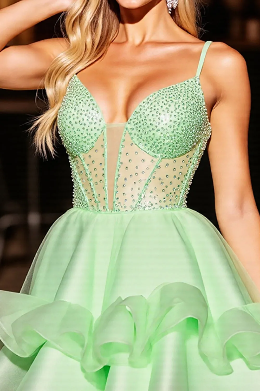 Corset Green A Line Homecoming Dress with Sequins sold by Zapaka product image thumbnail 3