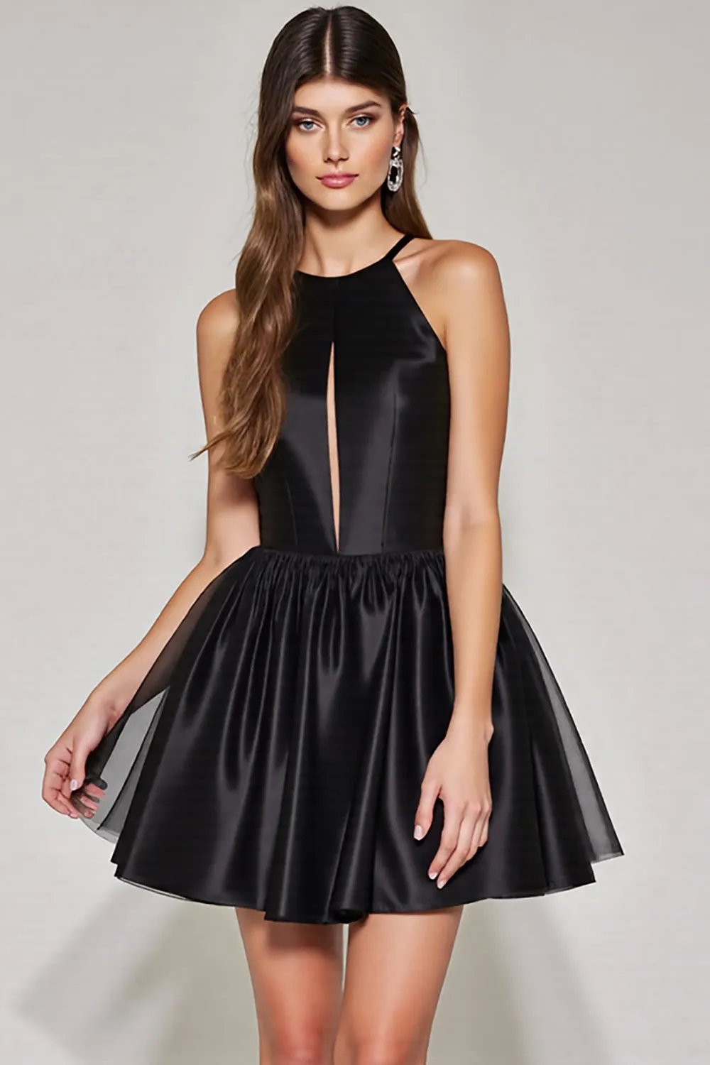 Halter Black A Line Keyhole Homecoming Dress sold by Zapaka