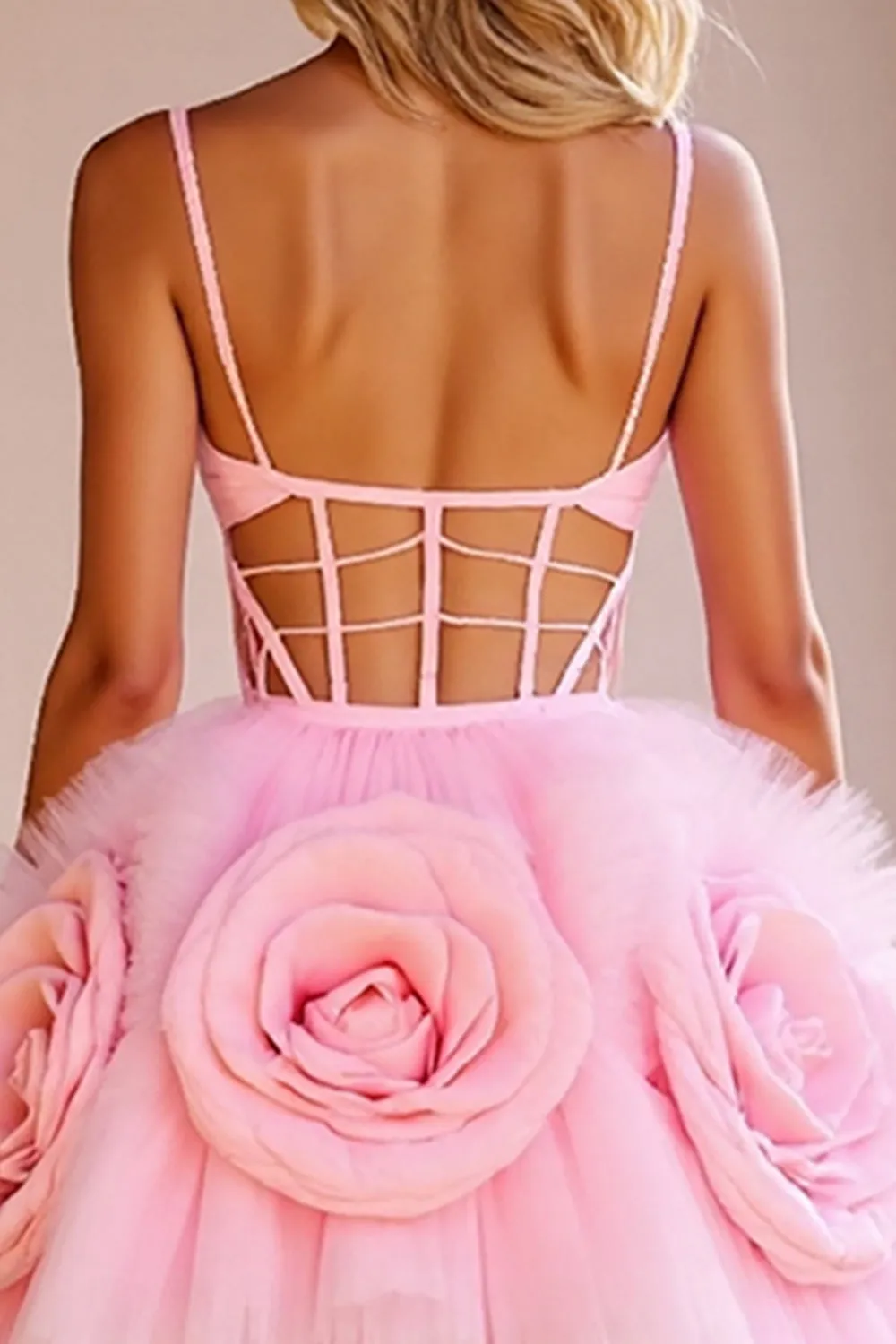 Corset Pink Cut Out Homecoming Dress with 3D Flowers sold by Zapaka product image thumbnail 4