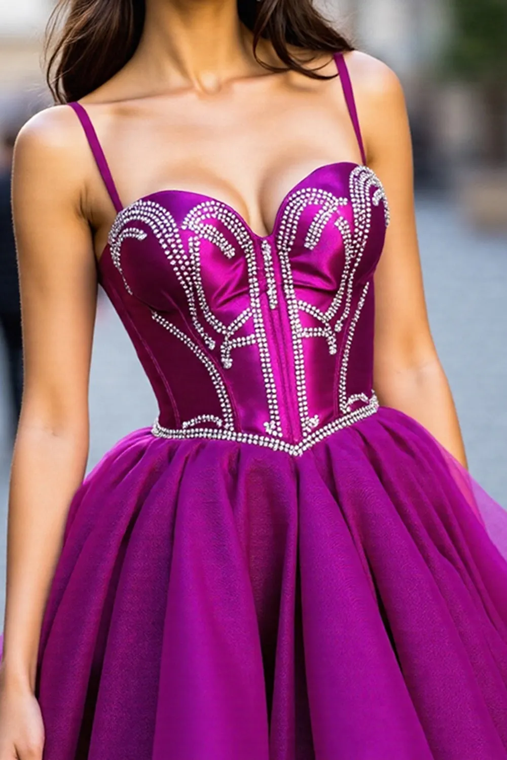 Dark Purple Beaded Spaghetti Straps Mini Homecoming Dress sold by Zapaka product image thumbnail 3