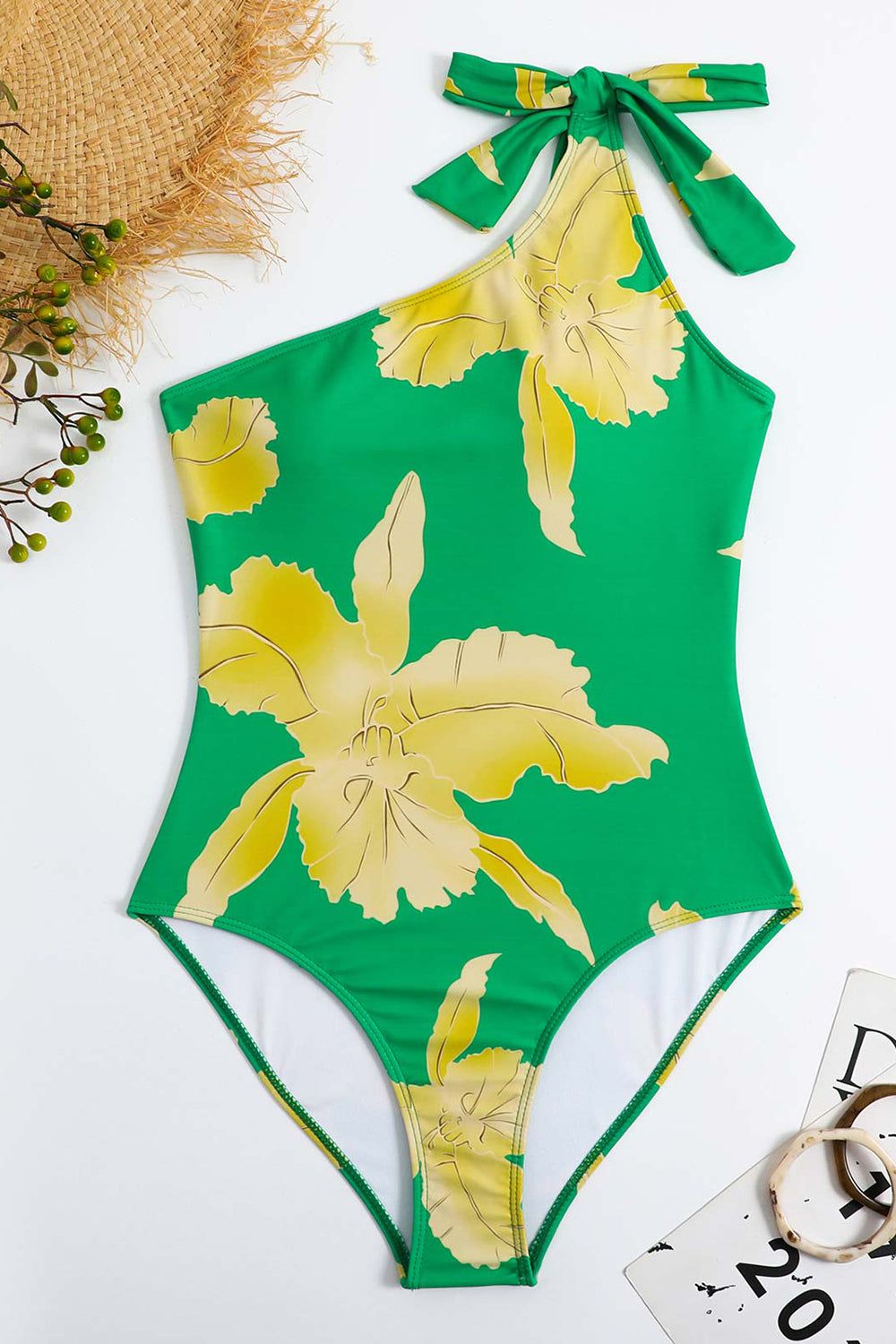 One Shoulder Green Printed High Wait Bikini Wear sold by Zapaka product image thumbnail 3