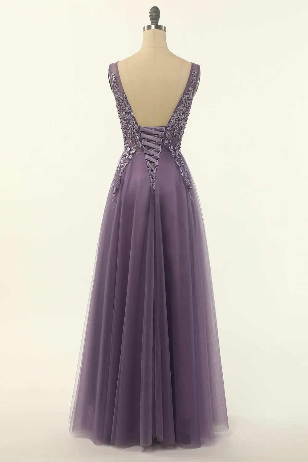Tulle Purple A-line Prom Dress sold by Zapaka product image thumbnail 2