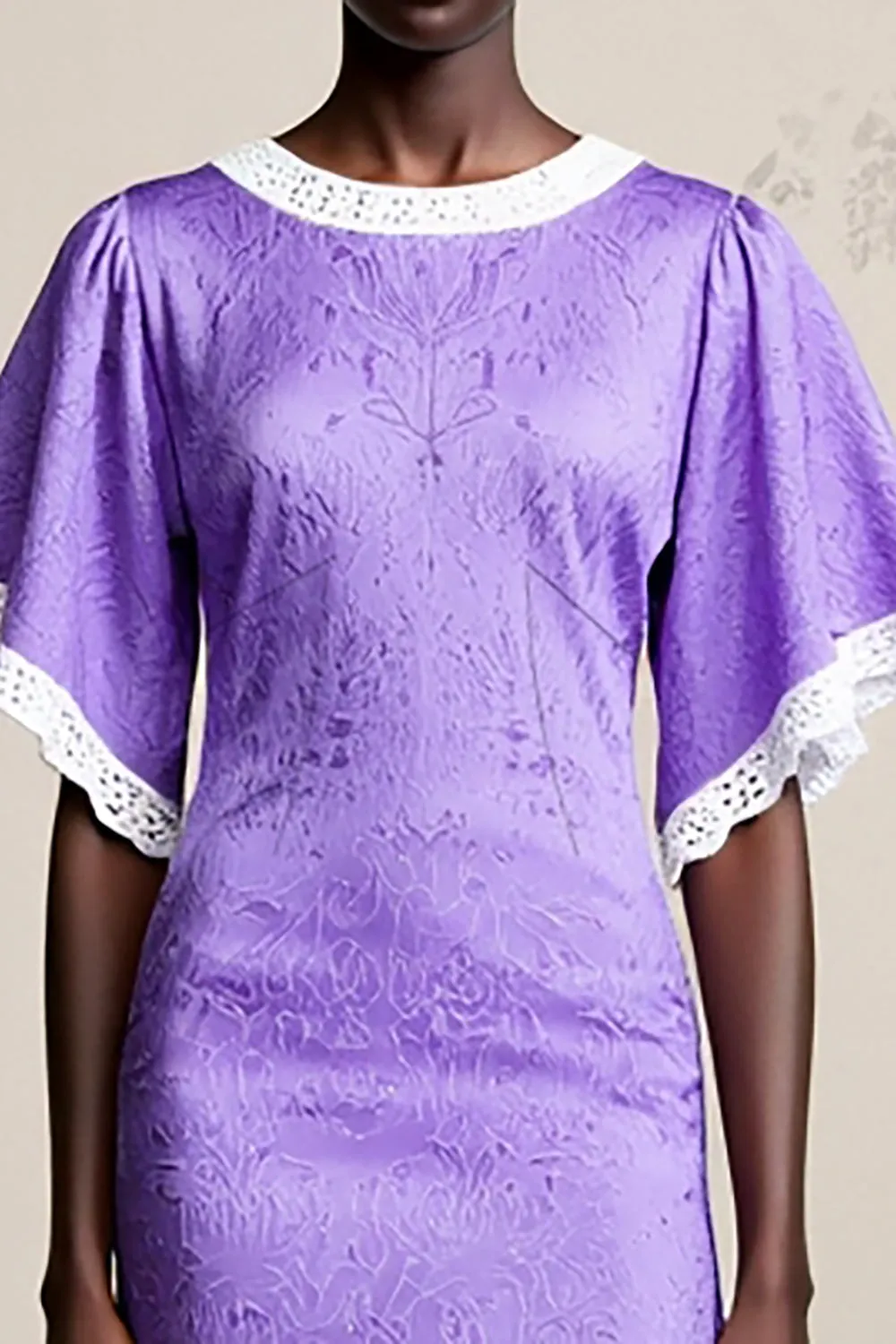 Pruple Ruffled A Line Wedding Guest Dress sold by Zapaka product image thumbnail 3