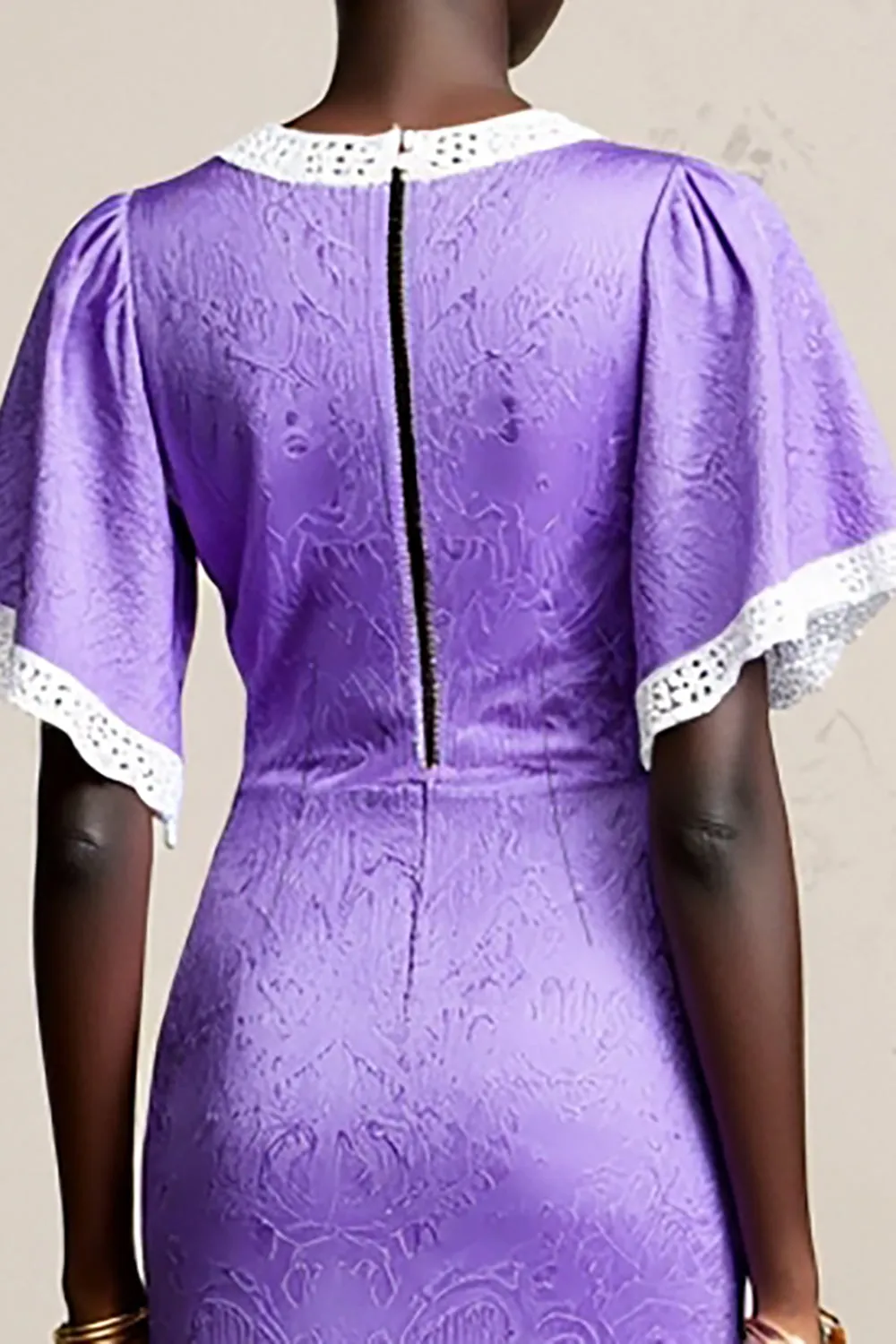 Pruple Ruffled A Line Wedding Guest Dress sold by Zapaka product image thumbnail 4