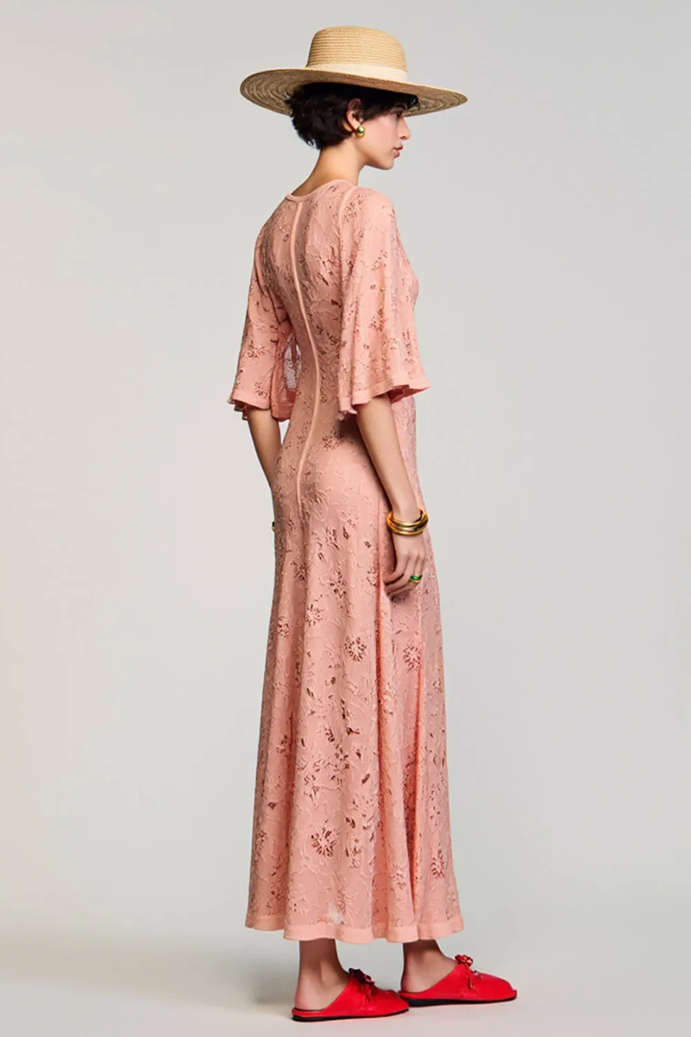 Desert Rose Ruffled Sleeve A Line Wedding Guest Dress With Appliques sold by Zapaka product image thumbnail 2