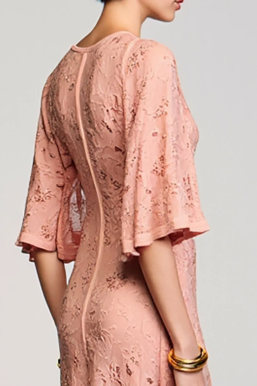 Desert Rose Ruffled Sleeve A Line Wedding Guest Dress With Appliques sold by Zapaka product image thumbnail 4