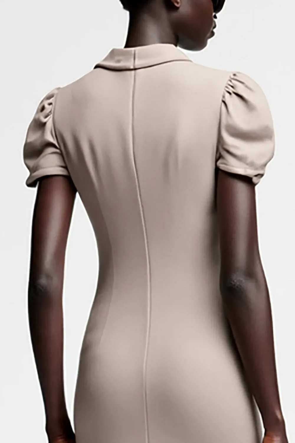 Grey Sheath Cowl Neck Wedding Guest Dress With Slit sold by Zapaka product image thumbnail 4