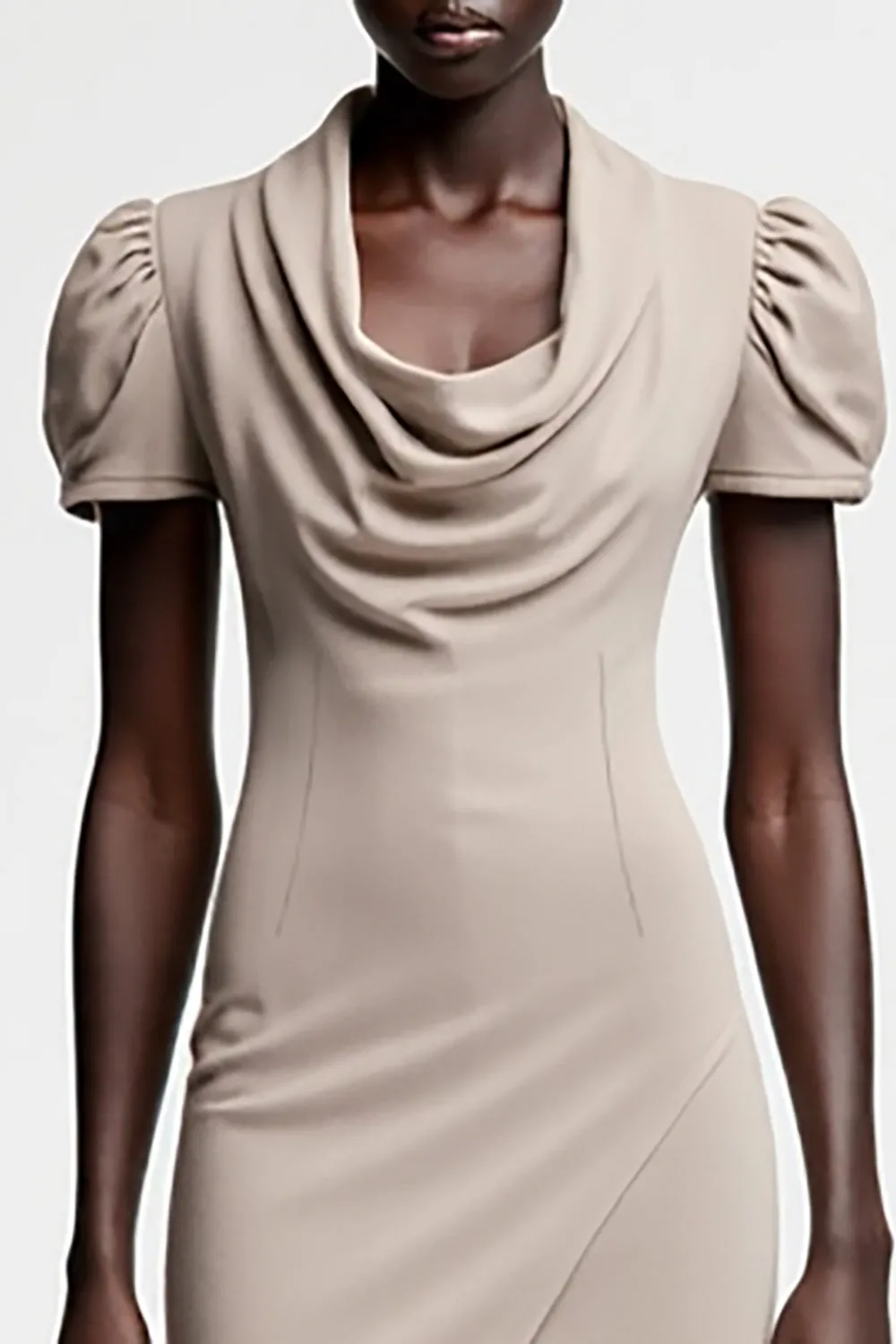 Grey Sheath Cowl Neck Wedding Guest Dress With Slit sold by Zapaka product image thumbnail 3