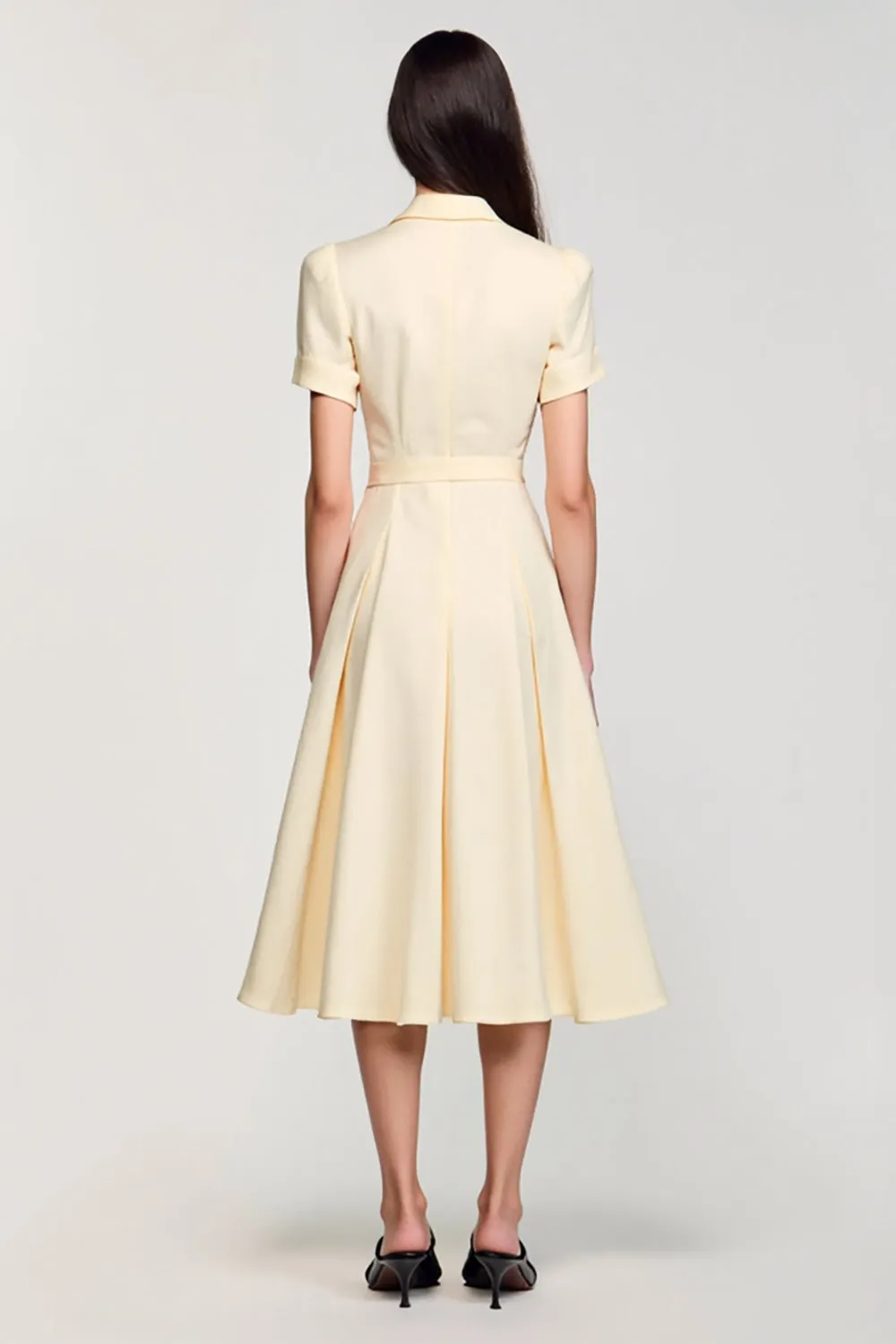 Apricot Simple A Line Midi Wedding Guest Dress sold by Zapaka product image thumbnail 2
