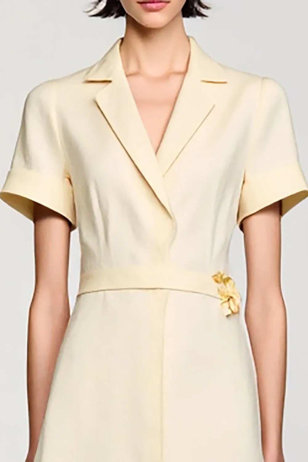Apricot Simple A Line Midi Wedding Guest Dress sold by Zapaka product image thumbnail 3
