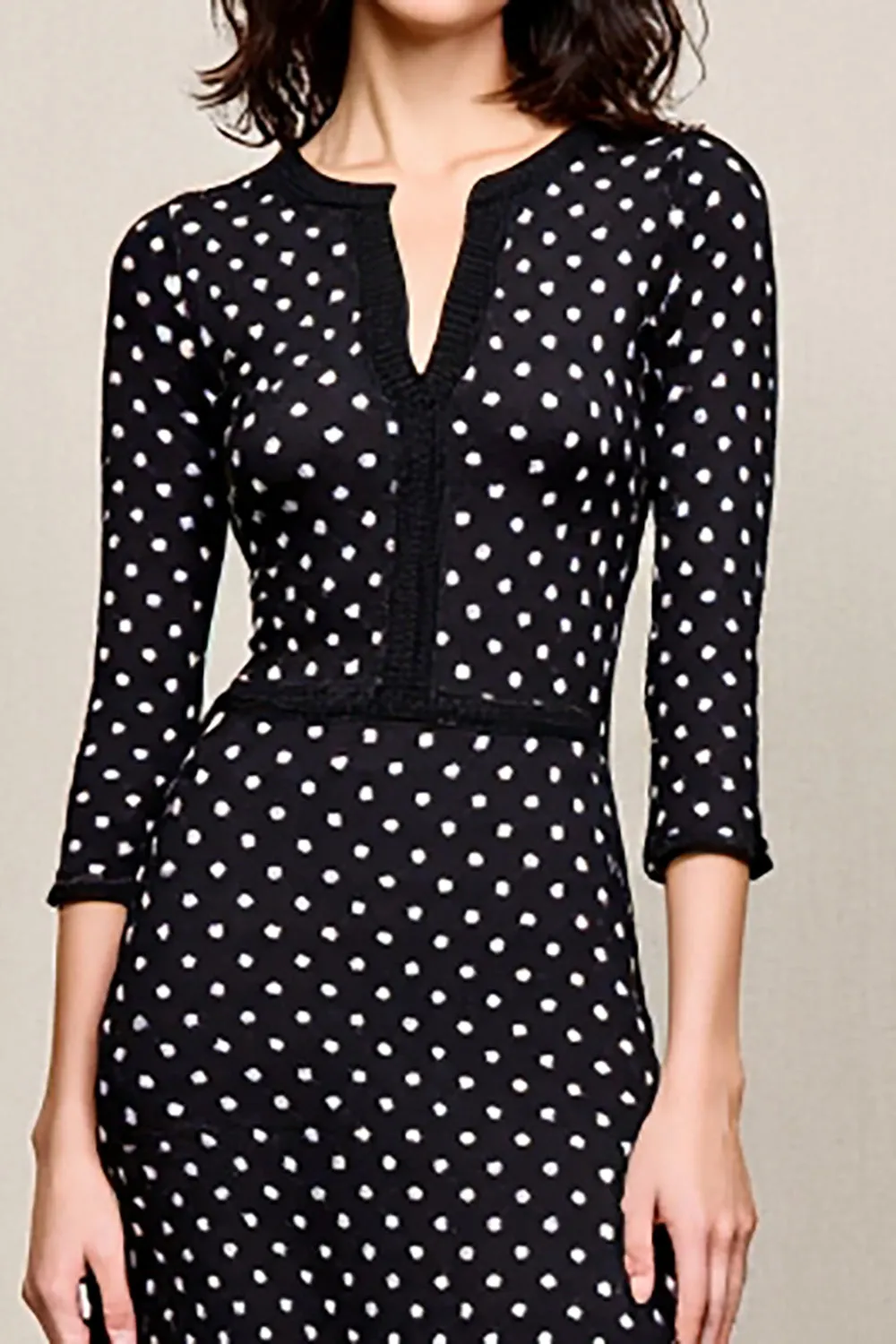 Black Polka Dots A Line Wedding Guest Dress with Slit sold by Zapaka product image thumbnail 3