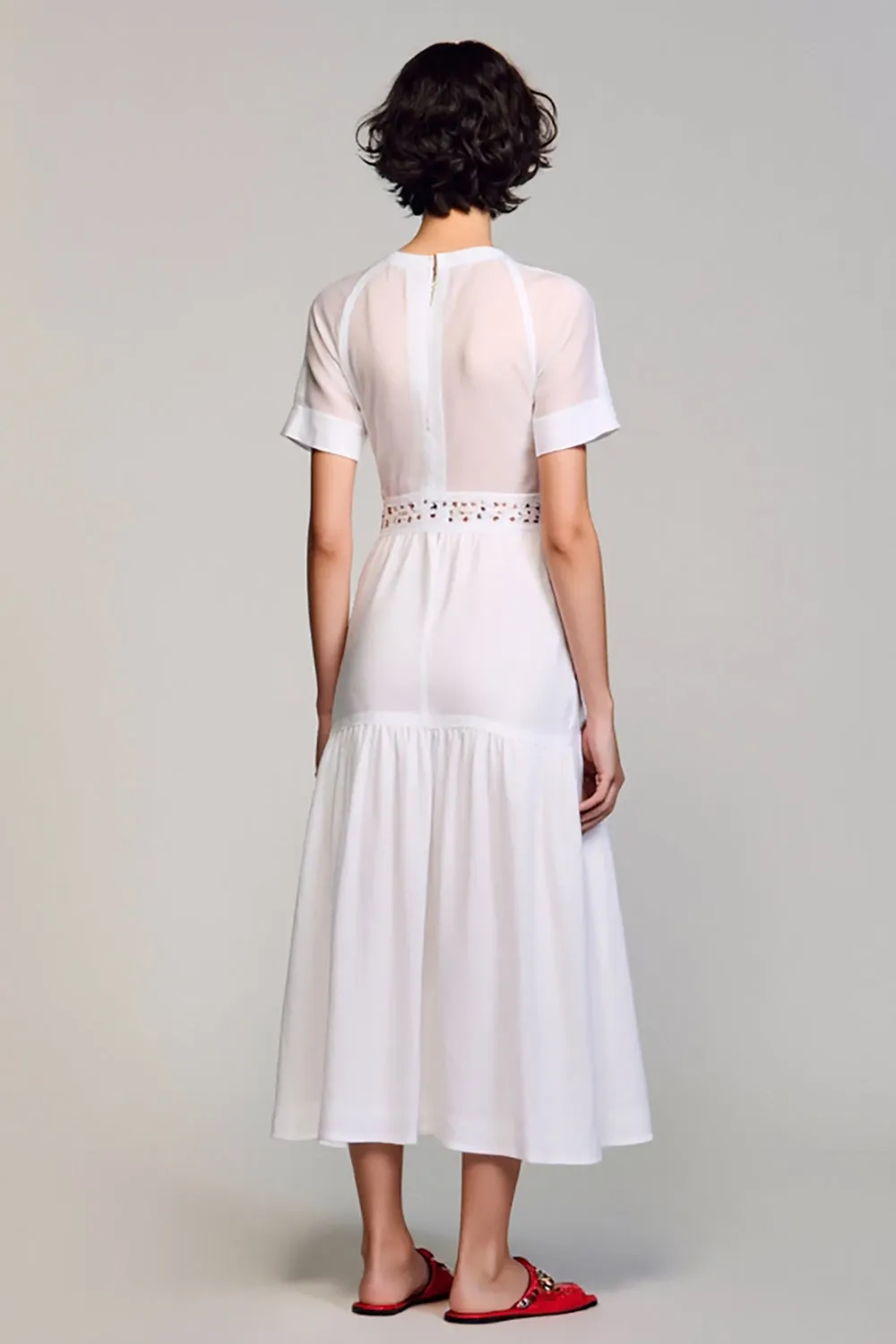 White A Line V-Neck Wedding Guest Dress sold by Zapaka product image thumbnail 2