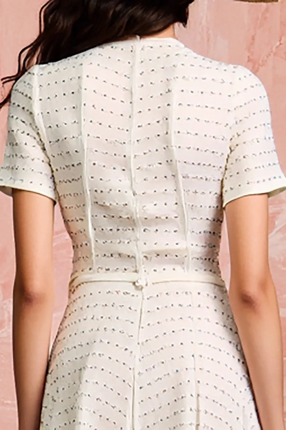 Ivory A Line Polka Dots Wedding Guest Dress sold by Zapaka product image thumbnail 4