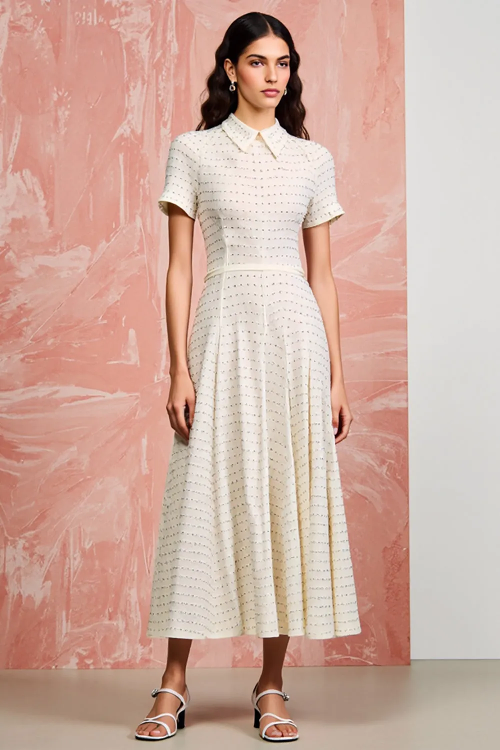 Ivory A Line Polka Dots Wedding Guest Dress sold by Zapaka