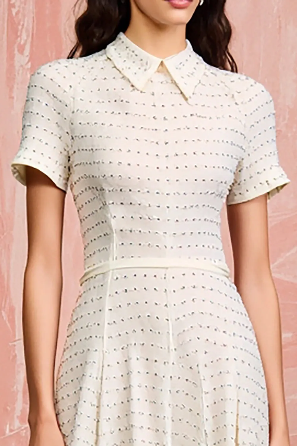 Ivory A Line Polka Dots Wedding Guest Dress sold by Zapaka product image thumbnail 3