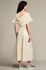 Ivory Cowl Neck A Line Wedding Guest Dress sold by Zapaka