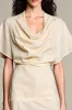 Ivory Cowl Neck A Line Wedding Guest Dress sold by Zapaka