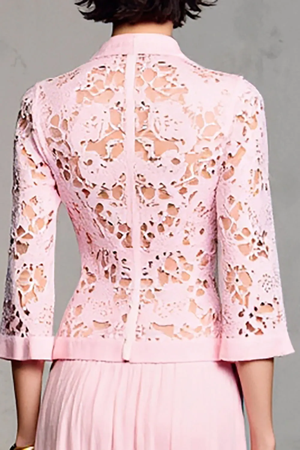 Pink A Line Long Sleeve Lace Wedding Guest Dress sold by Zapaka product image thumbnail 4