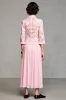 Pink A Line Long Sleeve Lace Wedding Guest Dress sold by Zapaka