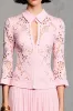 Pink A Line Long Sleeve Lace Wedding Guest Dress sold by Zapaka