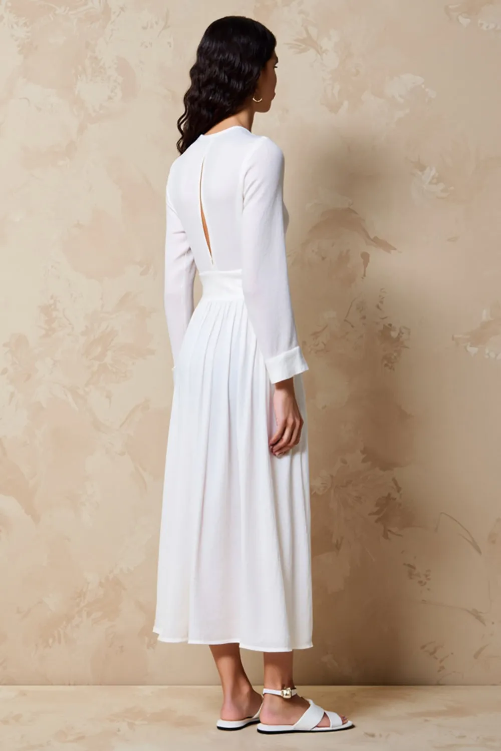 White A Line Long Sleeve Wedding Guest Dress sold by Zapaka product image thumbnail 2