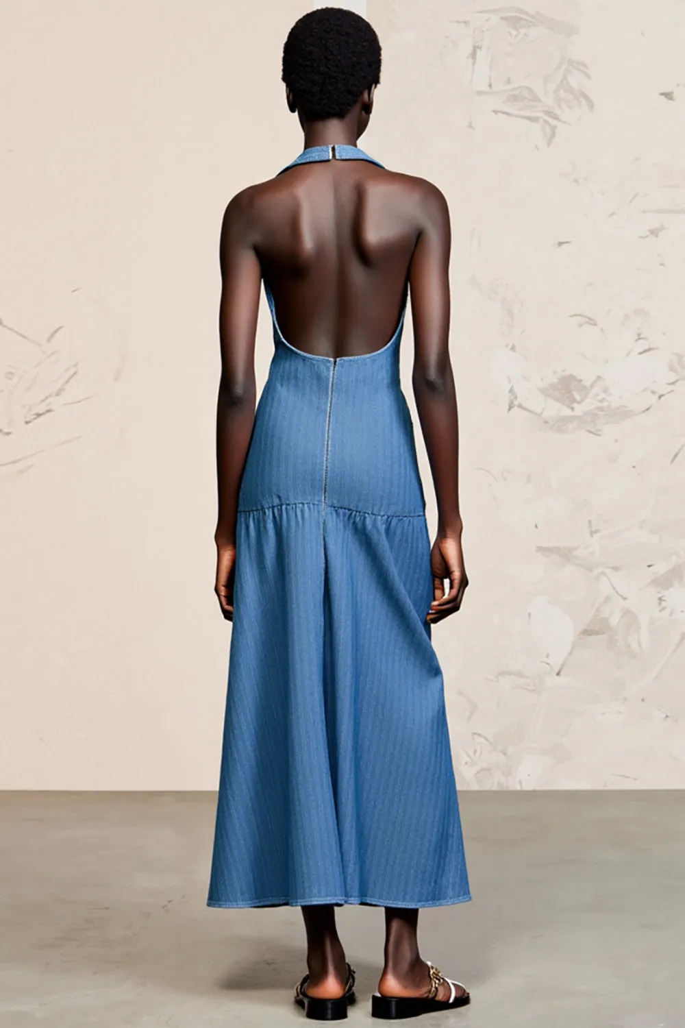 Blue Halter Sheath Ruched Wedding Guest Dress sold by Zapaka product image thumbnail 2