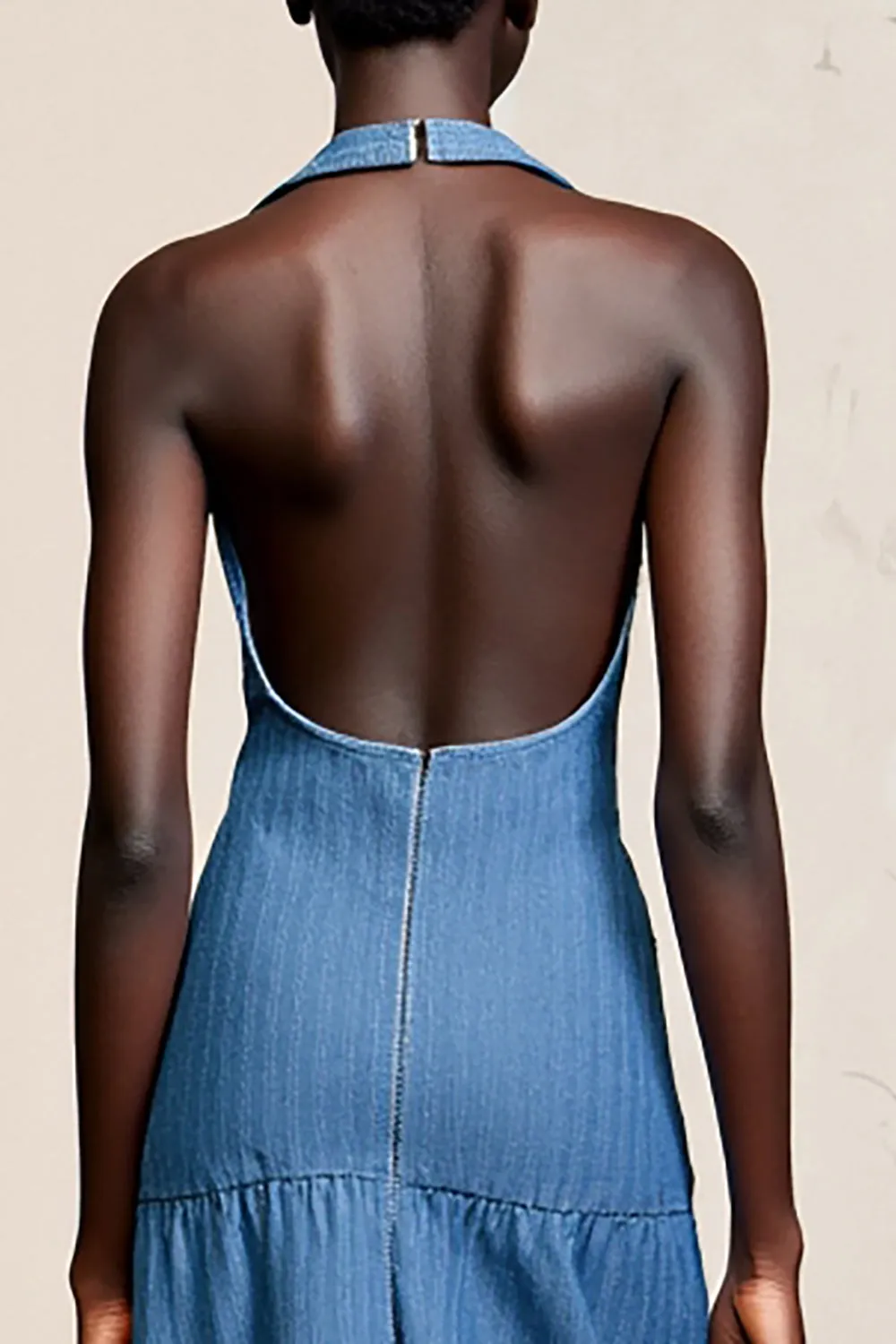 Blue Halter Sheath Ruched Wedding Guest Dress sold by Zapaka product image thumbnail 4