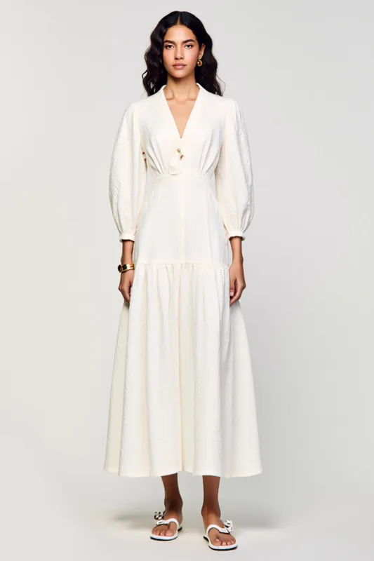 White Simple A Line V Neck Wedding Guest Dress sold by Zapaka