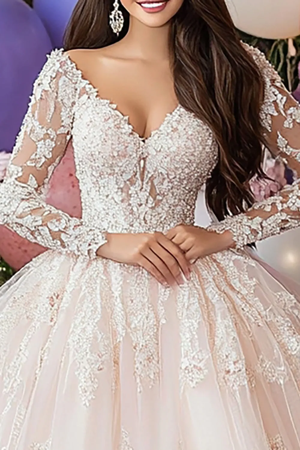 Champagne Ball Gown Off The Shoulder Appliqued Quinceanera Dress sold by Zapaka product image thumbnail 2