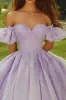 Lilac Ball Gown Off the Shoulder Appliqued Quinceanera Dress sold by Zapaka