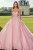 Pink Strapless Appliqued Ball Gown Quinceanera Dress sold by Zapaka