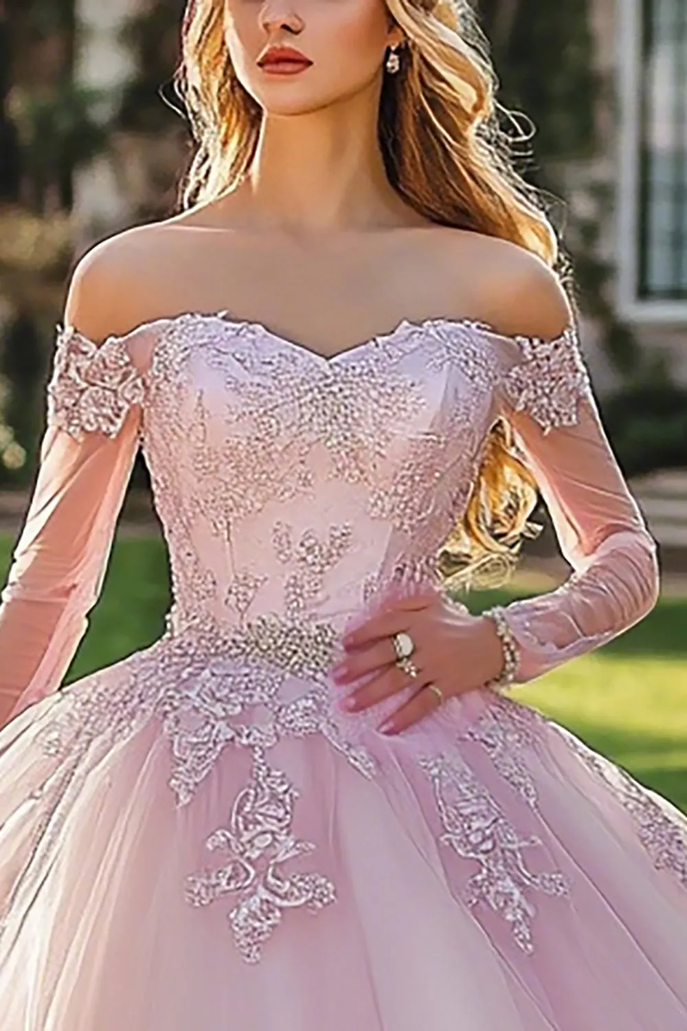 Pink Strapless Appliqued Ball Gown Quinceanera Dress sold by Zapaka product image thumbnail 2