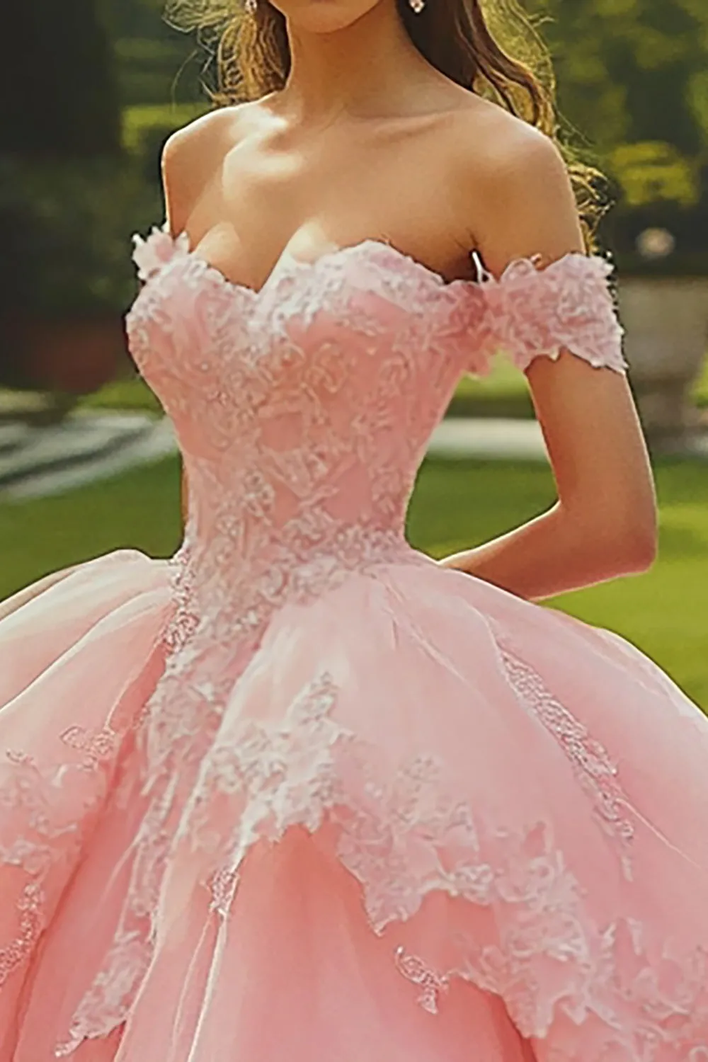 Princess Pink Off the Shoulder Ball Gown Quinceanera Dress sold by Zapaka product image thumbnail 2