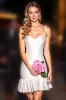 White Bodycon Short Graduation Dress with Ruffles sold by Zapaka