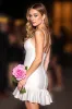 White Bodycon Short Graduation Dress with Ruffles sold by Zapaka