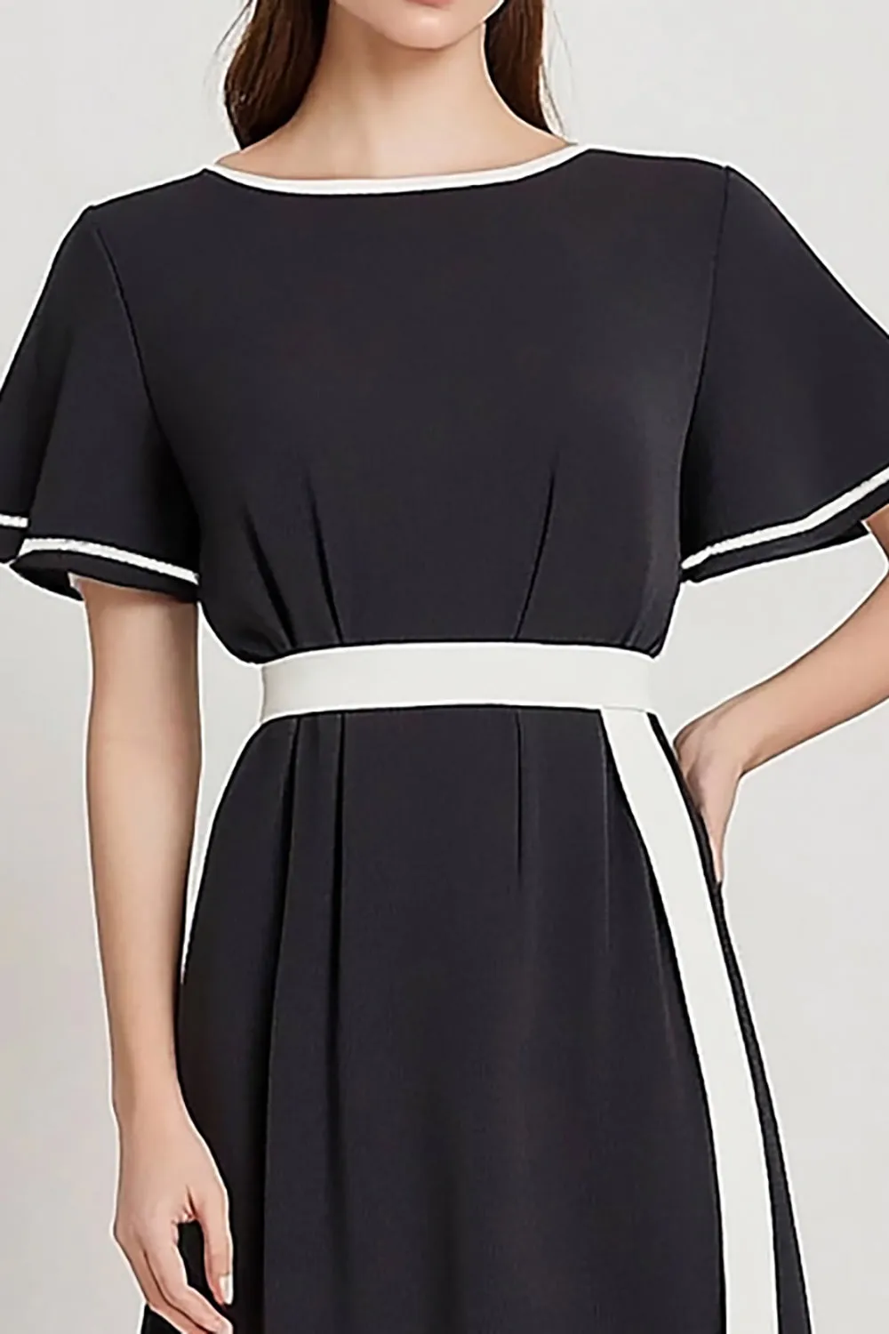 Black A Line Long Work Dress with Sleeves sold by Zapaka product image thumbnail 3