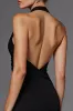 A Line Halter Sleeveless Black Long Formal Dress sold by Zapaka