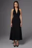 A Line Halter Sleeveless Black Long Formal Dress sold by Zapaka