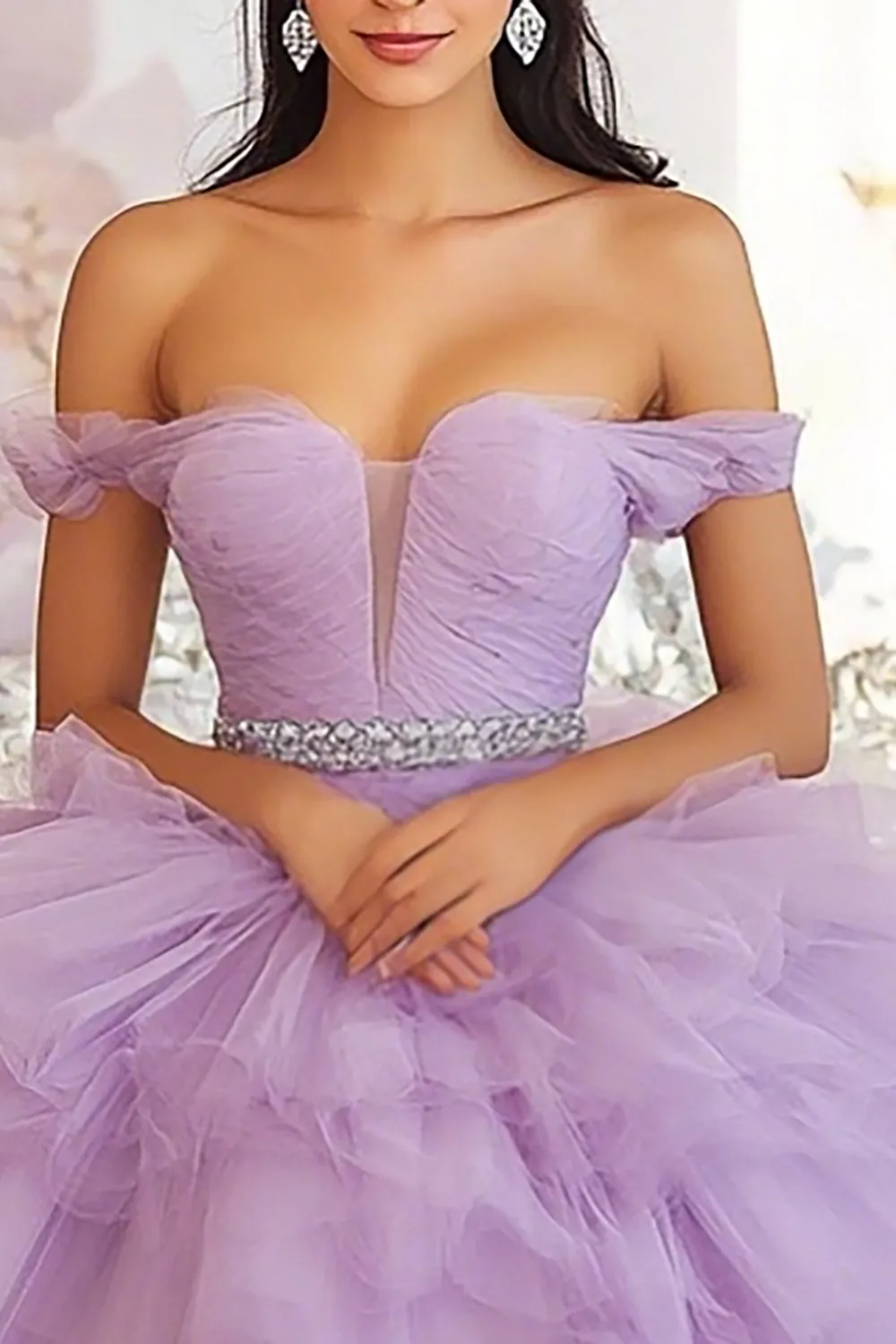 Off The Shoulder Lilac Ball Gown Ruffled Quinceanera Dress sold by Zapaka product image thumbnail 2